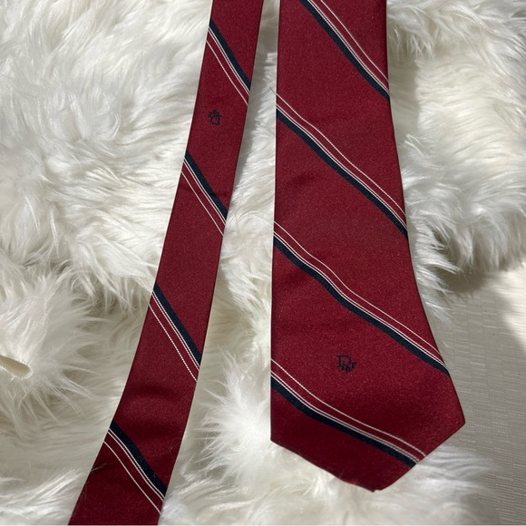 Christian Dior vintage striped red wine men tie logo embroidered - Picture 2 of 6